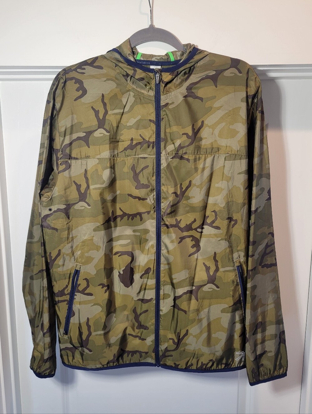 New Balance Olive Camo Hooded Windbreaker
